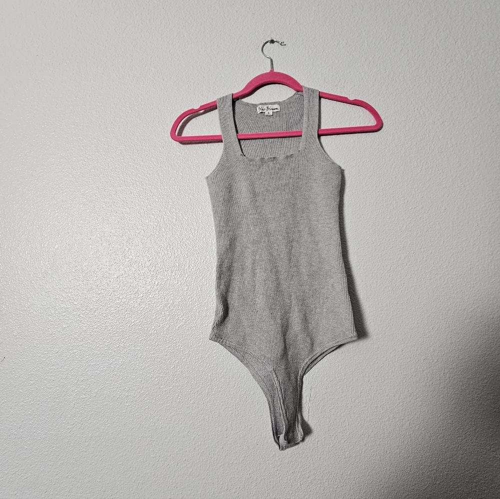 Womens Blue Blossom Ribbed Bodysuit Sz S